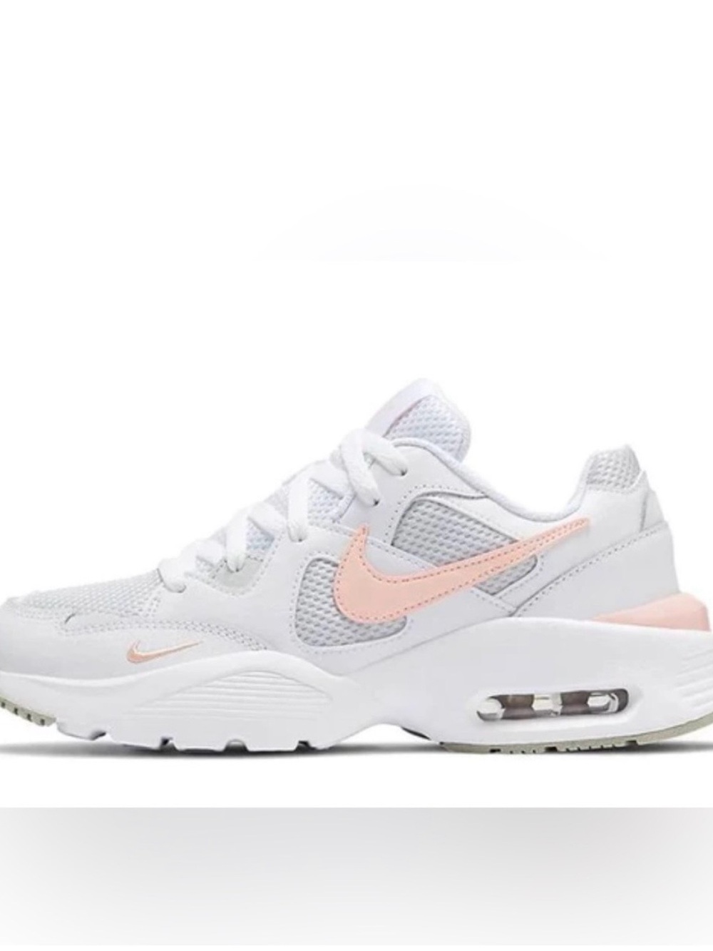 Nike White Sneakers with Light Pink Swoosh